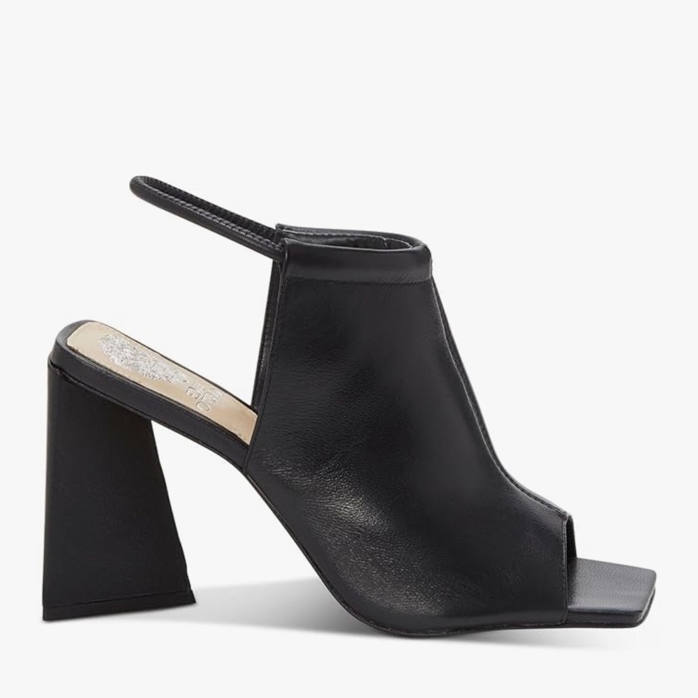 Vince Camuto Womens Avangila Leather Peep Toe Heels Black 5 Medium